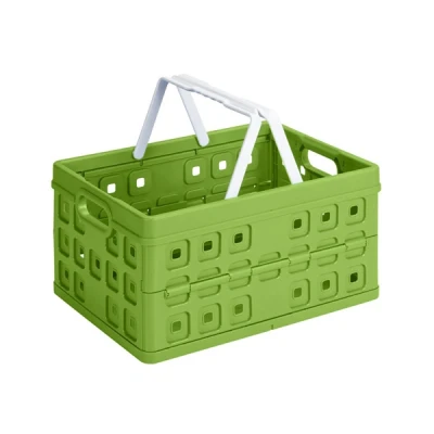 Image de Sunware Square caisse pliante avec poignée 32 litres vert naturel/blanc