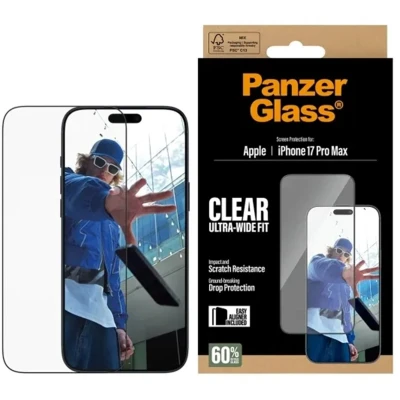 Afbeelding van PanzerGlass Ultra Wide Fit Anti Bacterial Screenprotector incl. applicator voor de Apple iPhone 17 Pro Max