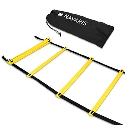 Afbeelding van Navaris snelheidsladder 6m Behendigheidsladder met 12 verstelbare ringen Indoor/outdoor voetbal en fitnesstraining Voor kinderen of volwassenen