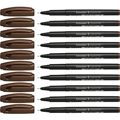 Afbeelding van Schneider Topliner 967 viltstift (Fineliner, fijne punt 0,4 mm), 10 stuks, bruin
