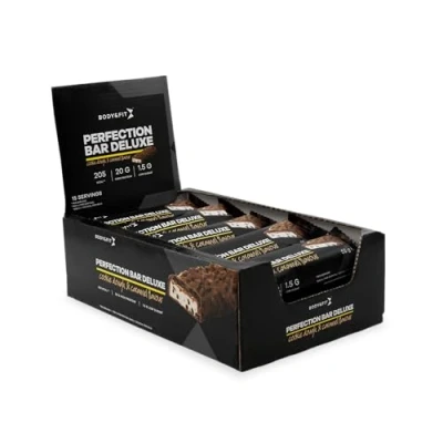 Afbeelding van Body &amp; Fit Perfection Bar Deluxe Protein Eiwitreep Cookie Dough Caramel Proteine repen 825 gram (15 repen)