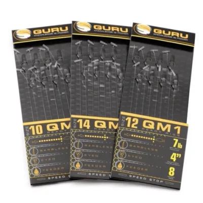 Afbeelding van Guru 4’’ QM1 Feeder Speed Stop Barbless Eyed (8pcs) Maat : Haak 10 0.22mm