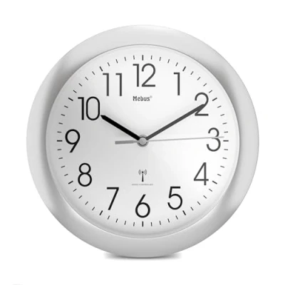 Afbeelding van Mebus 52451 Wandklok Zendergestuurd 25 cm x 4 Zilver