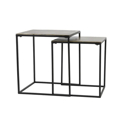 Afbeelding van Light &amp; Living Bijzettafel BANOS Ø44.5x50.5cm Brons Set van 2