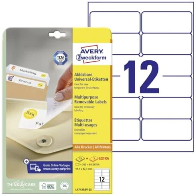 Afbeelding van Etiket Avery L4743REV 25 99.1x42.3mm afneembaar wit 300stuks