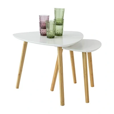 Image de SoBuy FBT74 W Set de 2 Tables Basses Gigognes Table café d&#039;Appoint Basse