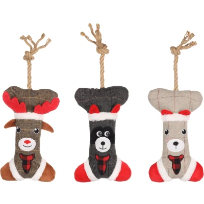 Afbeelding van Flamingo Beto Speelgoed Honden Kerst Hs Been+touw Assortiment Ass 1st 139317