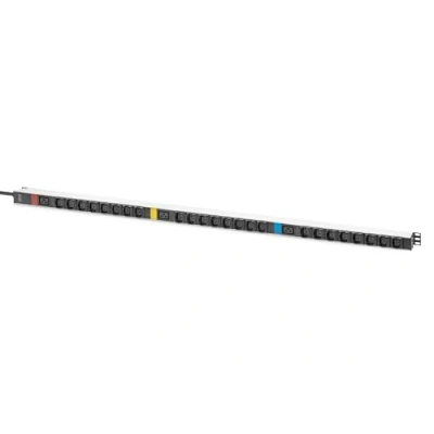Image de DIGITUS Unité de distribution d&#039;alimentation 16A AC 230 400 V 4000 Watt 11000 VA triphasé entrée : IEC 60309 connecteurs sortie 27 (3 x 60320 C19, 24 C13) 0U 19&quot; 3 m cordon noir