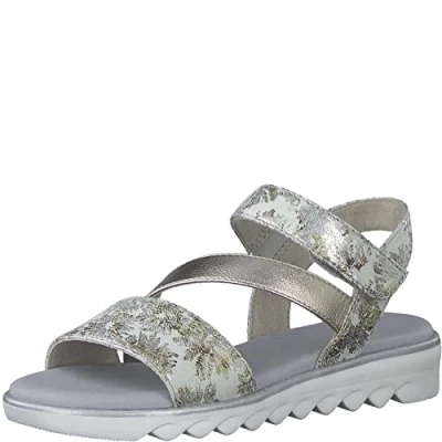 Afbeelding van Jana Sandalen met sleehak, Dames, Maat: 37, Grey flower Textiel