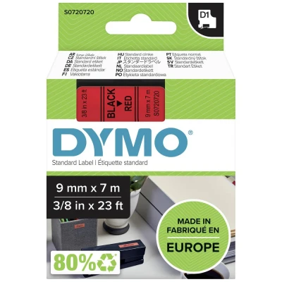 Afbeelding van Dymo 40917 (S0720720) Tape Zwart op rood (9 mm)