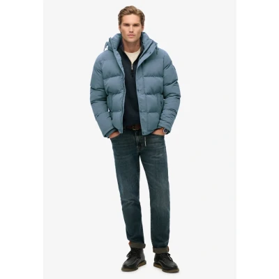 Afbeelding van Superdry Everest Hooded Puffer Winterjas, Heren, Maat: Large, Stormy weather blue