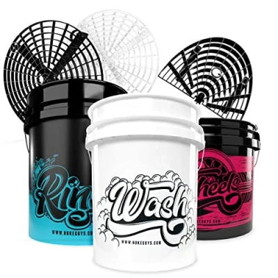 Afbeelding van Nuke Guys Set van 3 emmers voor de emmer wasmethode, 20 liter het inzepen je voertuig + om af te spoelen 12 wielen en velgen 2 Grit Guard anti vuil roosters
