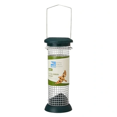Afbeelding van Pindavoederstation voor vogels, om op te hangen, gemakkelijk reinigen, ook geschikt het voeren van aperitieven en strooien, duurzaam met metalen gaas (330 g) RSPB