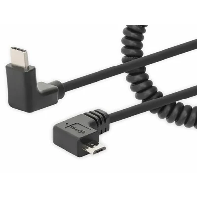 Afbeelding van Manhattan Spiraalkabel USB C naar micro USB, 1 m, zwart