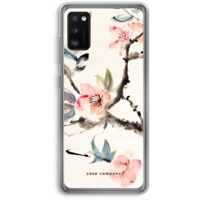 Afbeelding van Case Company® hoesje geschikt voor Samsung Galaxy A41 Japanse bloemen Soft Cover Telefoonhoesje Bescherming aan alle Kanten en Schermrand