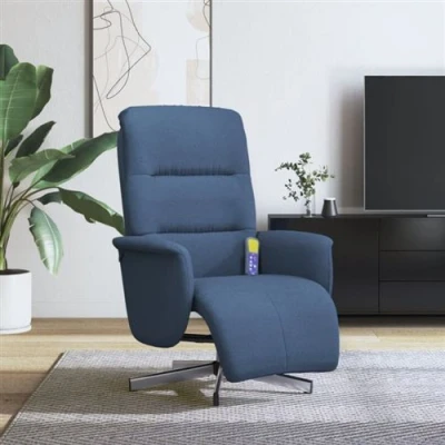 Afbeelding van Massagestoel verstelbaar met voetensteun stof blauw