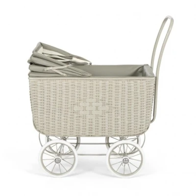 Afbeelding van Puch Poppenwagen Retro Rotan grijs