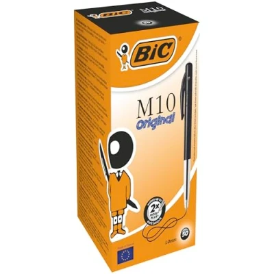 Image de BIC M10 Original Stylos Bille Rétractables Pointe Moyenne (1,0 mm) Noir, Boîte de 50