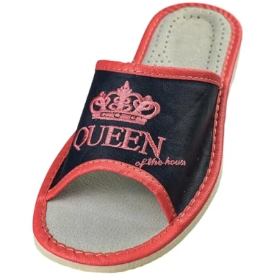Afbeelding van APREGGIO Damespantoffels Light Natural 100% Skin Product Handmade Flexibele Zool Comfort Soft, Blauw Rood