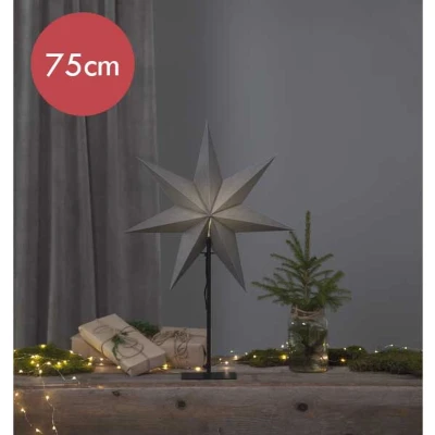 Afbeelding van Grijze kerstster Ozen met E14 fitting 75 cm