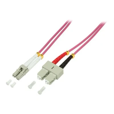 Image de LogiLink Cordon de raccordement LC multi mode (M) pour SC 0.5 m fibre optique duplex 50 / 125 microns OM4 sans halogène violet
