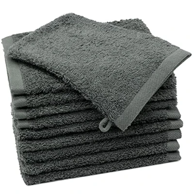 Afbeelding van ZOLLNER Set van 10 washandjes, katoen, 500 g/m², 17 x 21 cm, grijs