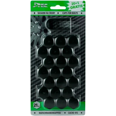 Afbeelding van J TEC Wielbout Wielmoer 21mm Doppen Beschermende Afdekkapjes Zwart 20 stuks (set)