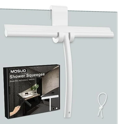 Afbeelding van MOSUO 28 cm siliconen douchewisser met roestvrijstalen houder en kern voor ramen, badkamer, spiegel, glasreiniging, tegels, autoramen
