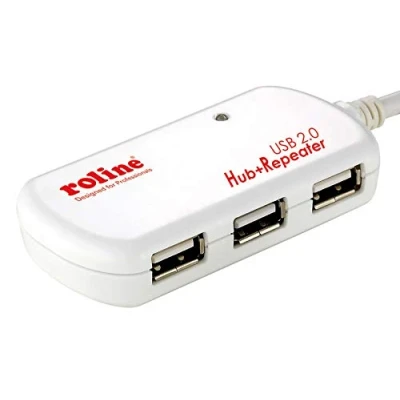 Afbeelding van ROLINE USB 2.0 4 Poorts Hub met repeater, 12 m