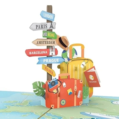 Afbeelding van papercrush® &#039;Gute Reise&#039; pop up kaart (Europa Editie) 3D cadeaukaart of geldcadeau voor stadsreizen naar Londen, Parijs en Rome Reisvoucher Amsterdam, Barcelona, Praag Wenen