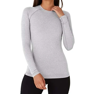 Afbeelding van TCA SuperThermal Performance Base Layer Sport Top Dames T shirt Lange Mouw voor Hardlopen of Krachttraining, Lichtgrijs