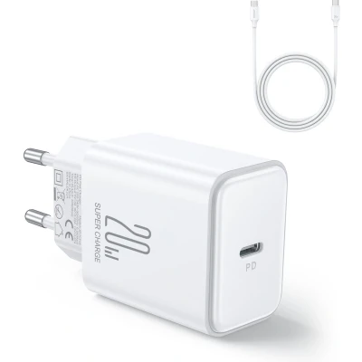 Afbeelding van Joyroom PD 20W Oplader inclusief USB C naar kabel 1 Meter Wit
