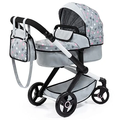 Image de Bayer Design 17007AA Landau pour poupée Combi Xeo, avec sac, bordeaux, rose, étoiles