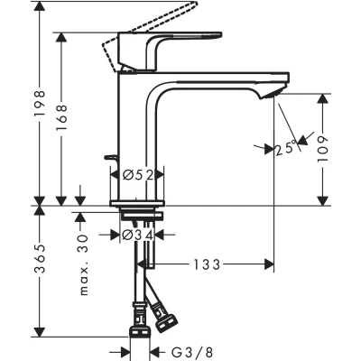 Afbeelding van Hansgrohe Rebris E 1 greeps wastafelmengkraan 110 met trekwaste Mat