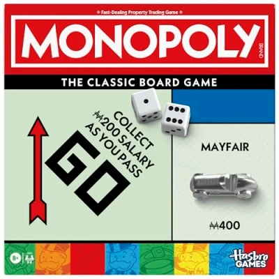 Afbeelding van Monopoly gezelschapsspel met opbergbakken en grotere chips, Engelse versie