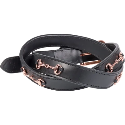 Afbeelding van Harry&#039;s Horse Riem Bit Leer Zwart/Rosegold 95cm