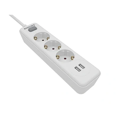 Afbeelding van Philips 3 weg stekkerdoos SPN3032WA/10 230V wit met USB poorten