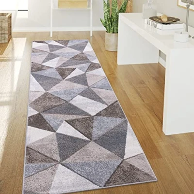 Afbeelding van Paco Home Vloerkleed Woonkamer Laagpolig Vintage Abstract Modern Geometrisch Ruitpatroon 80x150 cm