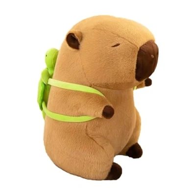 Afbeelding van Atsmoce Capybara pluche dier met rugzak schildpad 25 cm
