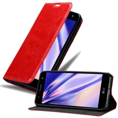 Afbeelding van Cadorabo Hoesje geschikt voor LG X POWER 3 in APPEL ROOD Beschermhoes met magnetische sluiting, standfunctie en kaartvakje Book Case Cover Etui