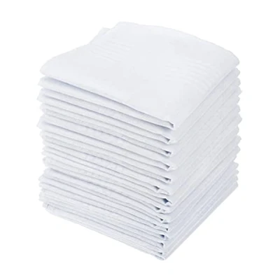 Afbeelding van DODUOS Set van 15 witte zakdoeken voor heren, zachte katoenen zakdoeken, 40 x cm, mannen, grote wit, Wit.