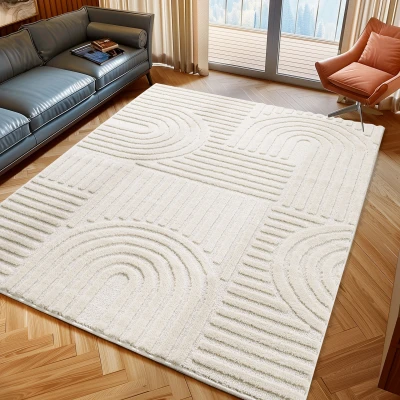 Afbeelding van Japandi ART Vloerkleed Boho Scandinavisch Laagpolig Effen Creme Rechthoek Polypropyleen 160x230 cm
