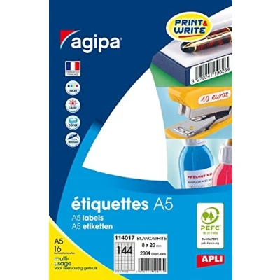 Afbeelding van agipa universele etiketten, 80 x 140 mm, wit