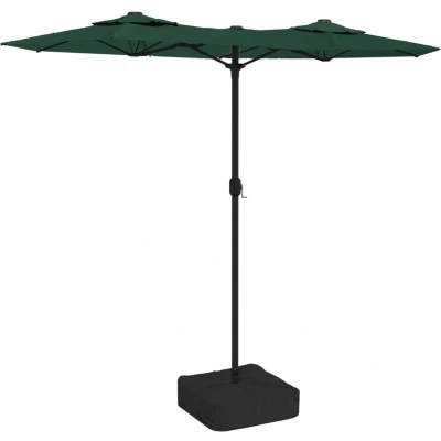 Afbeelding van Parasol dubbel met LED&#039;s 316x240 cm groen