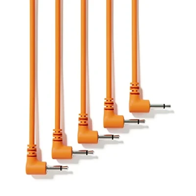 Afbeelding van ExcelValley Set van 5 Rechthoekige mono modulaire patchkabel Eurorack 3,5 mm 1/8&quot; [Oranje 15cm 6&quot;]