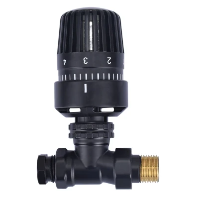 Afbeelding van Riko thermostatische radiatorventiel 1/2&#039;&#039;x15mm recht mat zwart
