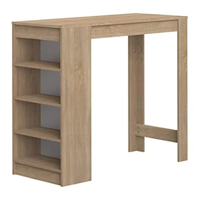 Afbeelding van Temahome Aravis bartafel met planken, spaanplaat, melamine hars, eiken, 115 x 50 102,7 cm (l d h)