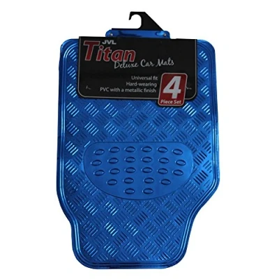 Afbeelding van JVL 01 693 Titanium Metalen Rubberen Achterkant Automattenset, Blauw, 4 Stuks