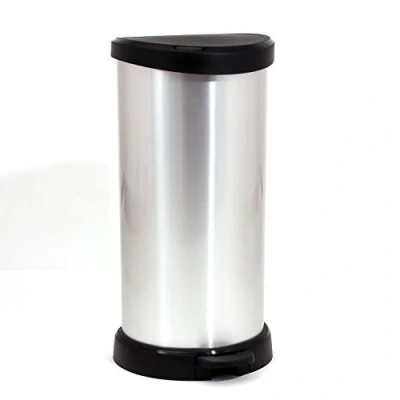 Image de Poubelle à pédale 40 L plastique Touch, aspect métal