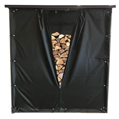 Afbeelding van QUICK STAR weerbestendige set voor en achterwand haardhouten onderstel XXL 185 x 70 cm PVC zwart